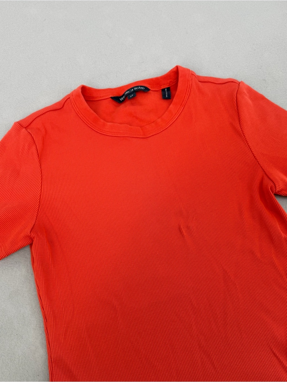 Veronica Beard Orange Ribbed Short Sleeve Top Small - Picture 2 of 6